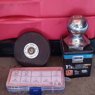 LOT 189: Craftsman Socket Tool Box, Pittsburgh Rolling Stool, Wood Bit Set, 1-7/8" Hitch Ball & More