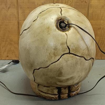 LOT 193: Empire Halloween Blow Mold Bear, Big Head Dancing Skeleton, Large Plastic Skull & More