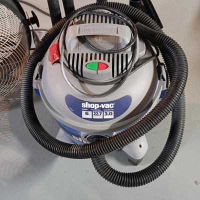 LOT 199: Shop Vac 6 Gallon Wet Dry Vacuum with Utilitech Pro 18" High Velocity Floor Fan