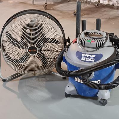 LOT 199: Shop Vac 6 Gallon Wet Dry Vacuum with Utilitech Pro 18" High Velocity Floor Fan