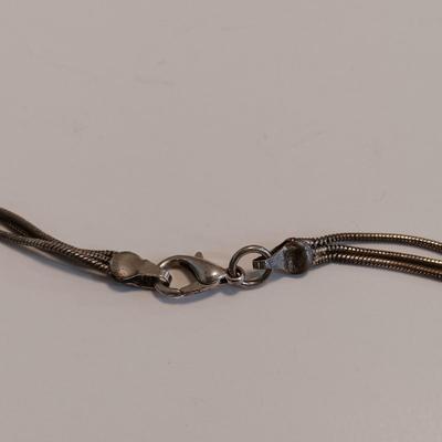 LOT 209: Interchangeable Catseye Gemstone Pendants on 925 Chain with Costume Jewelry