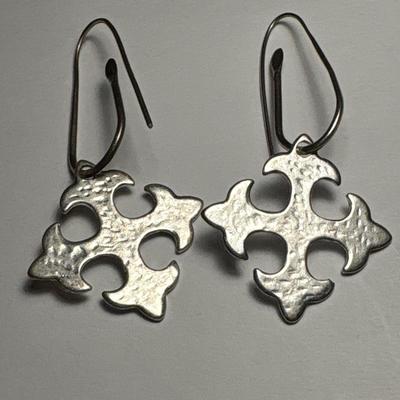 Sterling hammered silver earrings