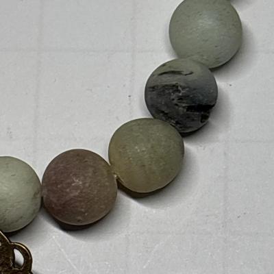 Matte Amazonite beaded stretch bracelet & silver bracelet