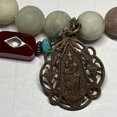 Matte Amazonite beaded stretch bracelet & silver bracelet