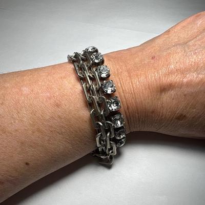 French Kande rhinestone/chain bracelet