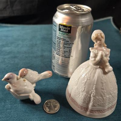 Sale Photo Thumbnail #370: This is for 2 Lladro Collectibles.  This little duo is of a sweet Bell but she is missing her clapper.  The Love Birds are dated 1992 First Christmas..  These are small but still very for your LLADRO Collection.