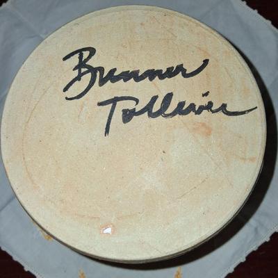 Sale Photo Thumbnail #16: Gorgeous Hand Thrown Brenner Tolliver Pottery Crock. Open mouth. Greens & Blues. 1960-1970. Mid Century Modern