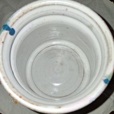 Sale Photo Thumbnail #13: Gorgeous Hand Thrown Brenner Tolliver Pottery Crock. Open mouth. Greens & Blues. 1960-1970. Mid Century Modern