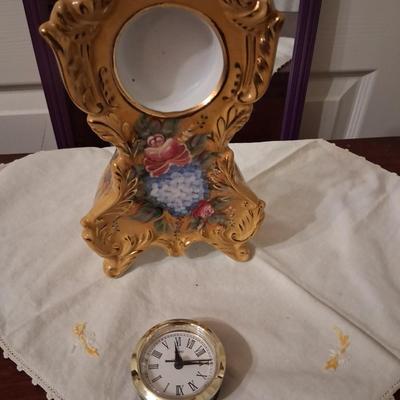 Sale Photo Thumbnail #23: Beautiful Floral Porcelain Clock. Approximately 8" tall. Works well. No chips cracks or breaks. Runs on batteries.