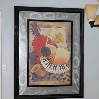 Framed Contemporary Music-Themed Wall Art with Decorative Mat