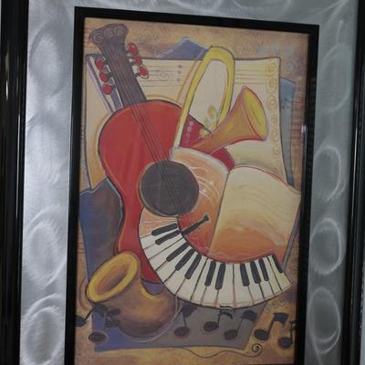 Framed Contemporary Music-Themed Wall Art with Decorative Mat