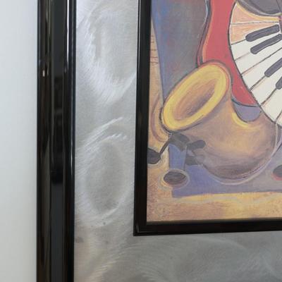 Framed Contemporary Music-Themed Wall Art with Decorative Mat