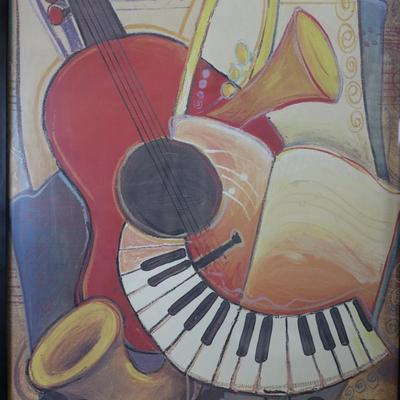 Framed Contemporary Music-Themed Wall Art with Decorative Mat