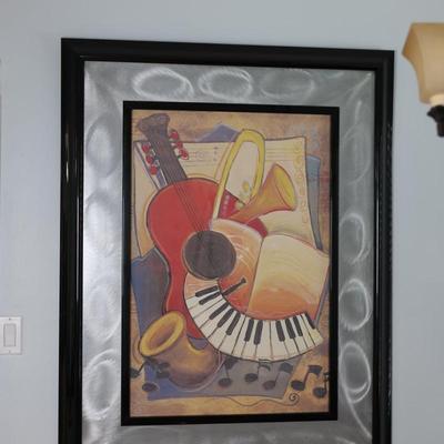 Framed Contemporary Music-Themed Wall Art with Decorative Mat