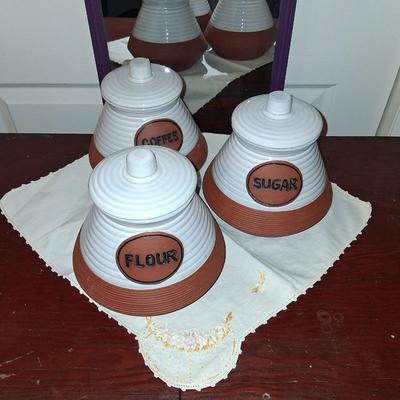 Sale Photo Thumbnail #37: Large pottery canisters. Like new
