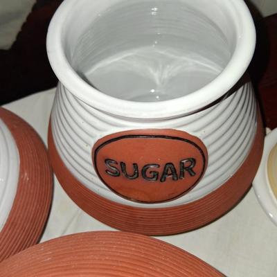 Sale Photo Thumbnail #33: Large pottery canisters. Like new