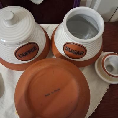 Sale Photo Thumbnail #38: Large pottery canisters. Like new