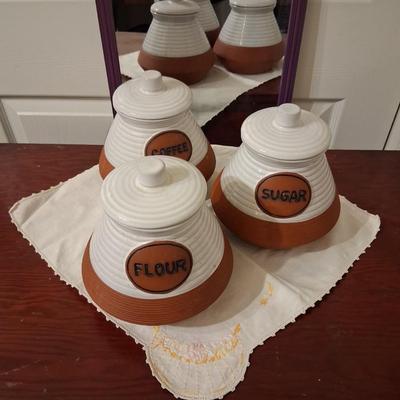 Sale Photo Thumbnail #36: Large pottery canisters. Like new