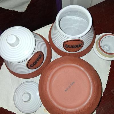 Sale Photo Thumbnail #34: Large pottery canisters. Like new