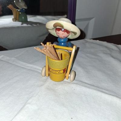 Sale Photo Thumbnail #45: Gorgeous painted Lady with cart with moveable handle. I've always used it for toothpicks.