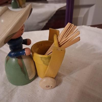 Sale Photo Thumbnail #42: Gorgeous painted Lady with cart with moveable handle. I've always used it for toothpicks.