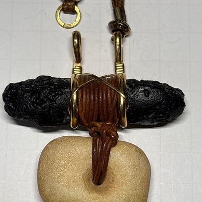 Amazing stone & leather necklace