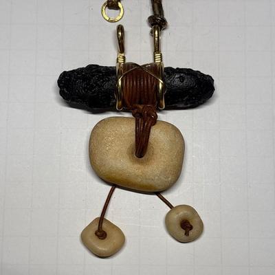 Amazing stone & leather necklace
