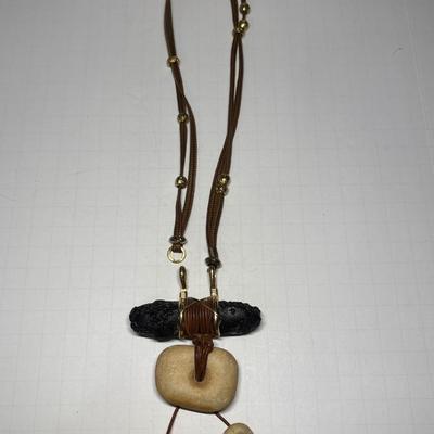 Amazing stone & leather necklace