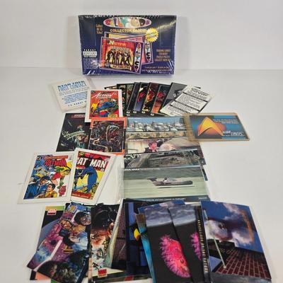 LOT 122: Silly CDs Vintage Full Trading Cards Box, Star Trek and Super Hero Cards, and More