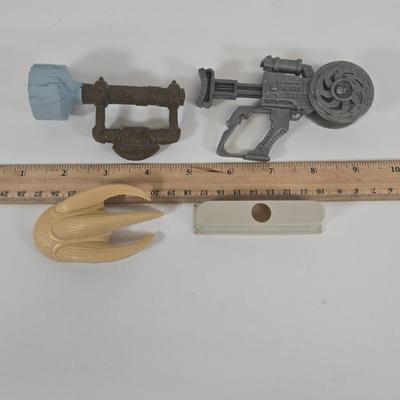 LOT 127: Small Soldiers Scratch It Power Drill Cycle Driver, Gorgonites Miniac Action Figures, and Multiple Tools and Weapons