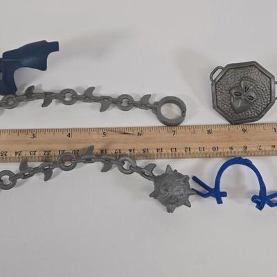 LOT 127: Small Soldiers Scratch It Power Drill Cycle Driver, Gorgonites Miniac Action Figures, and Multiple Tools and Weapons