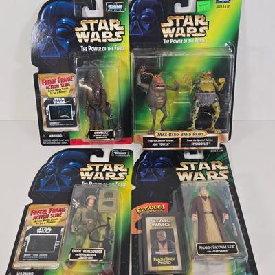 LOT 136: The Power of the Force Max Rebo Band Pairs Joh Yowza and Sy Snootles, Chewbacca Boushh Bounty, Anakin Skywalker, and Endor Rebel...