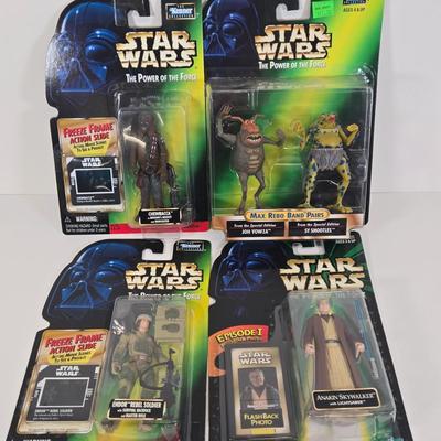 LOT 136: The Power of the Force Max Rebo Band Pairs Joh Yowza and Sy Snootles, Chewbacca Boushh Bounty, Anakin Skywalker, and Endor Rebel...