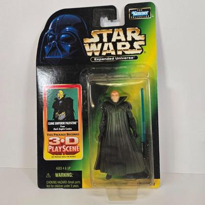 LOT 138: Kenner Star Wars Expanded Universe Clone Emperor Palpatine, Dark Trooper, and Luke Skywalker Action Figures