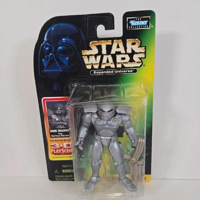 LOT 138: Kenner Star Wars Expanded Universe Clone Emperor Palpatine, Dark Trooper, and Luke Skywalker Action Figures