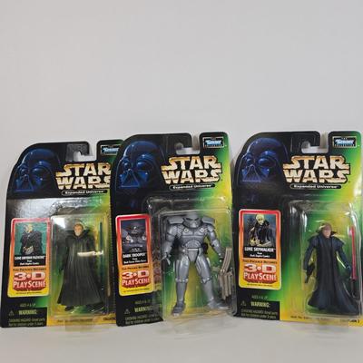 LOT 138: Kenner Star Wars Expanded Universe Clone Emperor Palpatine, Dark Trooper, and Luke Skywalker Action Figures