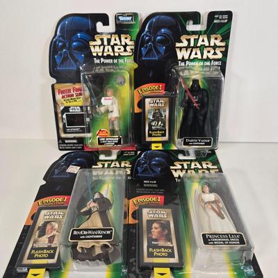 LOT 142: Kenner Star Wars Power of the Force Freeze Frame Luke Skywalker, Darth Vader, Princess Leia, and Ben (Obi-Wan) Kenobi Action...