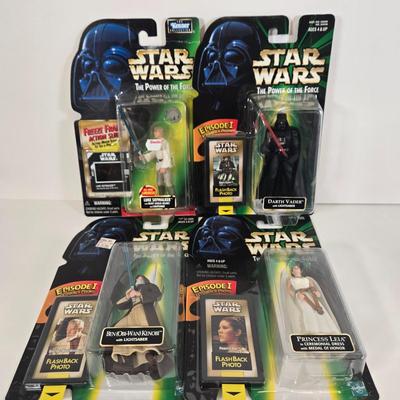 LOT 142: Kenner Star Wars Power of the Force Freeze Frame Luke Skywalker, Darth Vader, Princess Leia, and Ben (Obi-Wan) Kenobi Action...