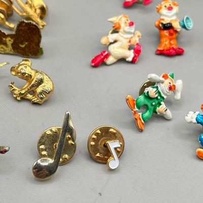 LOT 186J: Whimsical Pin Collection - Clowns, Animals and More
