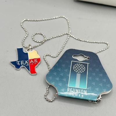 LOT 197J: Necklace Collection Including Texas Pendant and Large "M" Bamboo Pendant