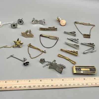 LOT 198J: Men's Cufflink and Tie Clip Collection