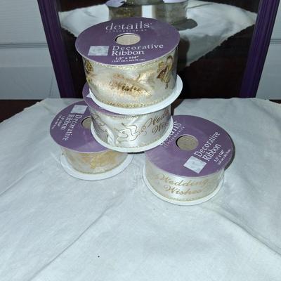 Sale Photo Thumbnail #62: 4 skeens of various wedding ribbons, including Best Wishes & more