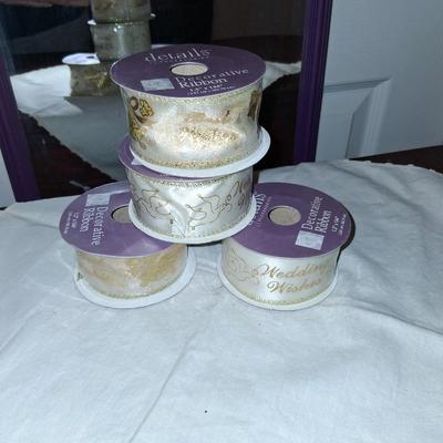 Sale Photo Thumbnail #58: 4 skeens of various wedding ribbons, including Best Wishes & more