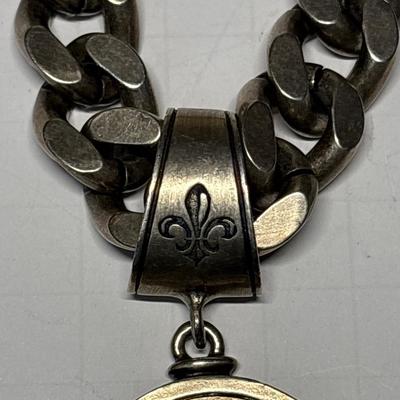 French Kande Medallion silver necklace