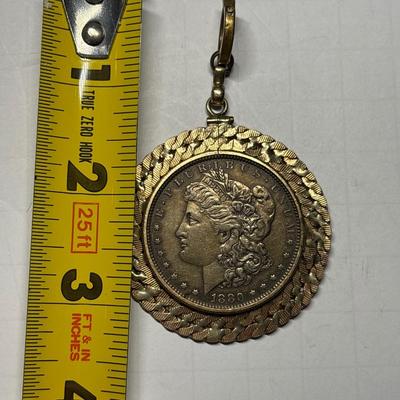 Gold tone 1880 $1 coin pendant