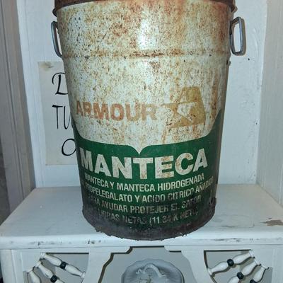 Sale Photo Thumbnail #70: Large Can. Graphics are still readable. Top & bottom are both rust damaged.