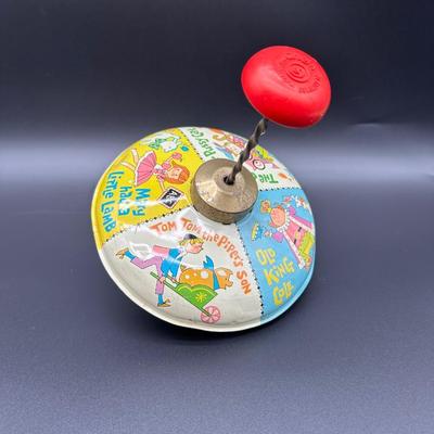 Vintage Tin Litho Spinning Top – Nursery Rhymes – Chein USA