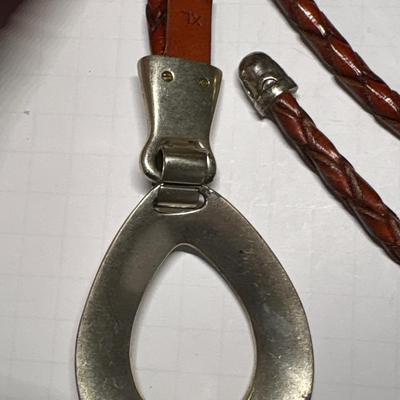 Silver & braided leather belt - XL