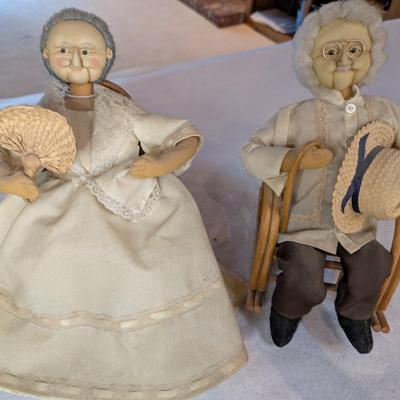 Sale Photo Thumbnail #110: Set of two grandparents in wicker rocking chairs 
12"x7"