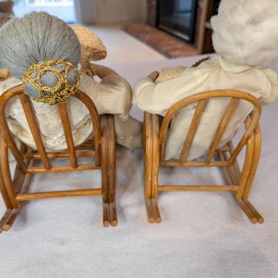 Sale Photo Thumbnail #111: Set of two grandparents in wicker rocking chairs 
12"x7"